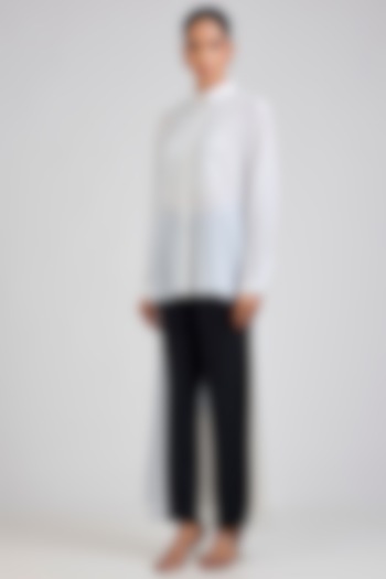 Ivory Georgette Embellished Shirt by Rohit Gandhi & Rahul Khanna at Pernia's Pop Up Shop