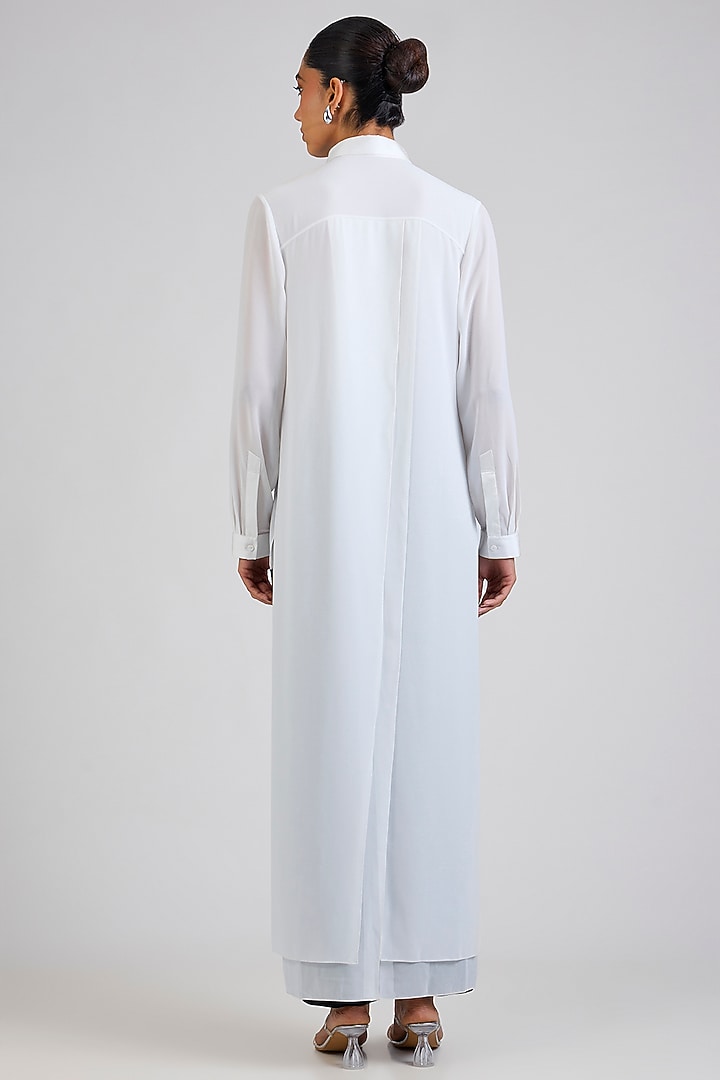Ivory Georgette Embellished Shirt by Rohit Gandhi & Rahul Khanna at Pernia's Pop Up Shop