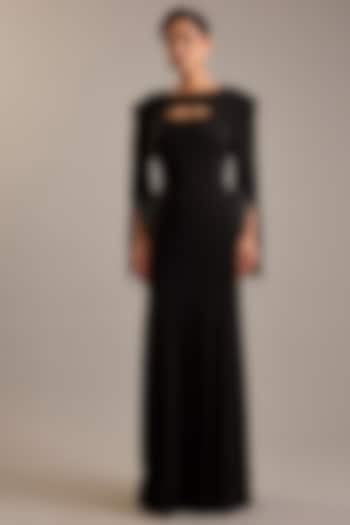 Cocoa Crepe Embellished Party Wear Dress by Rohit Gandhi & Rahul Khanna at Pernia's Pop Up Shop