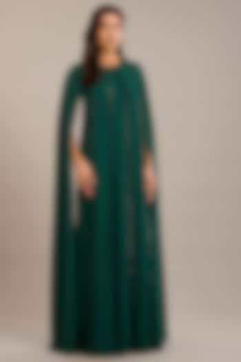 Emerald Georgette Embellished Kaftan by Rohit Gandhi & Rahul Khanna at Pernia's Pop Up Shop