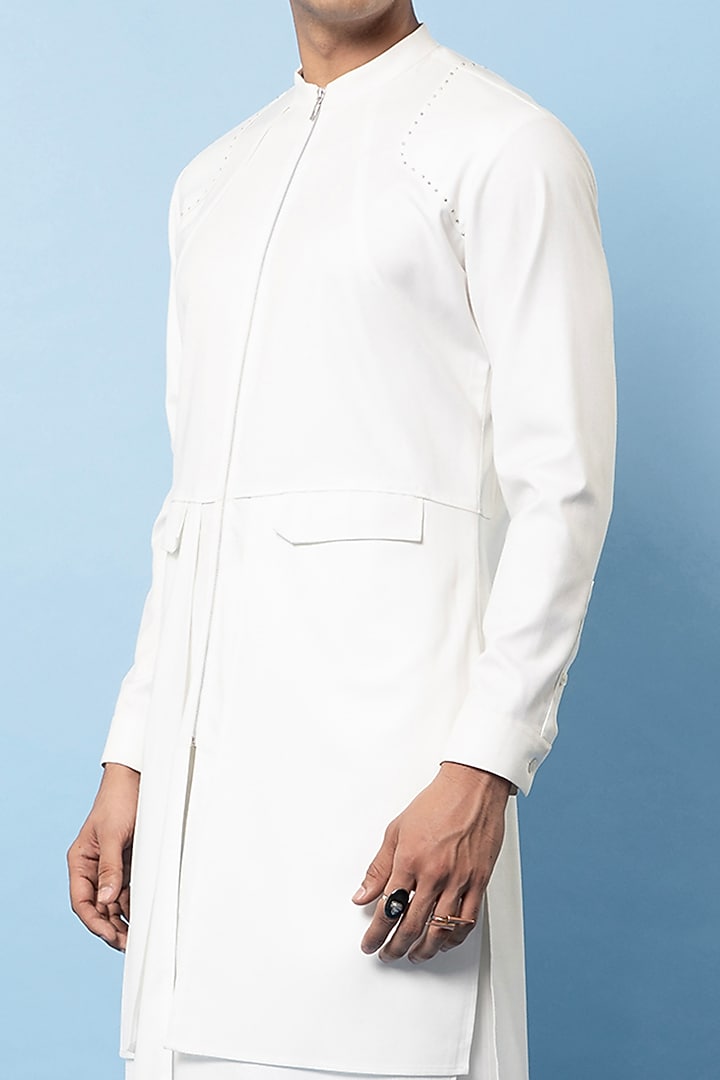 Off-White Cotton Layered Kurta by Rohit Gandhi & Rahul Khanna Men at Pernia's Pop Up Shop