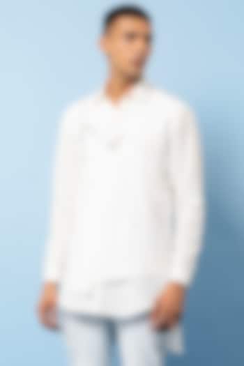 Off-White Cotton Overlap Shirt by Rohit Gandhi & Rahul Khanna