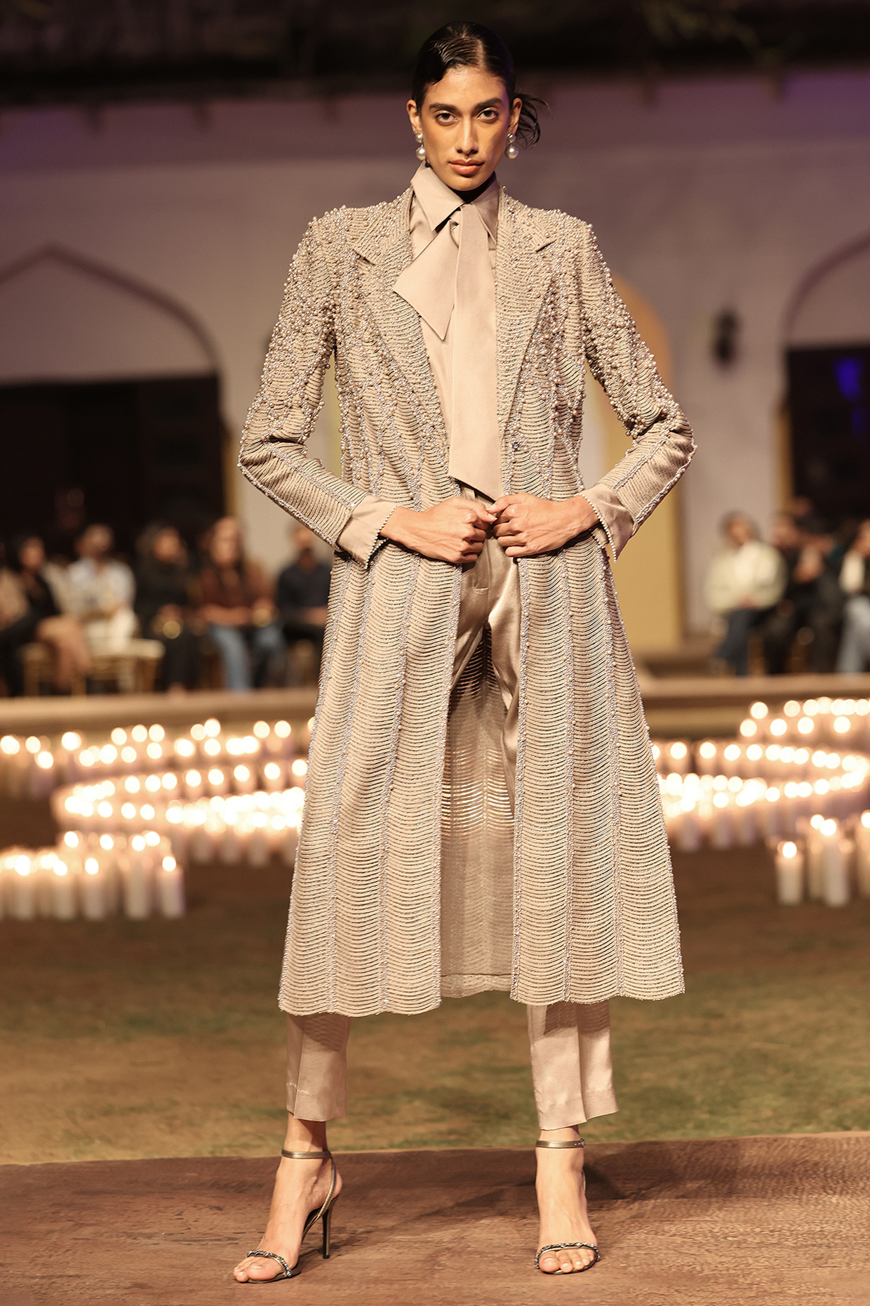 Granite Silk Hand Embellished Jacket Set by Rohit Gandhi & Rahul Khanna at Pernia's Pop Up Shop