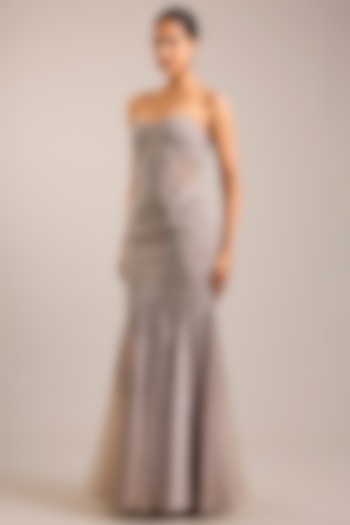 Sandstone Tulle Sequins Embroidered Mermaid Bridal Gown by Rohit Gandhi & Rahul Khanna at Pernia's Pop Up Shop