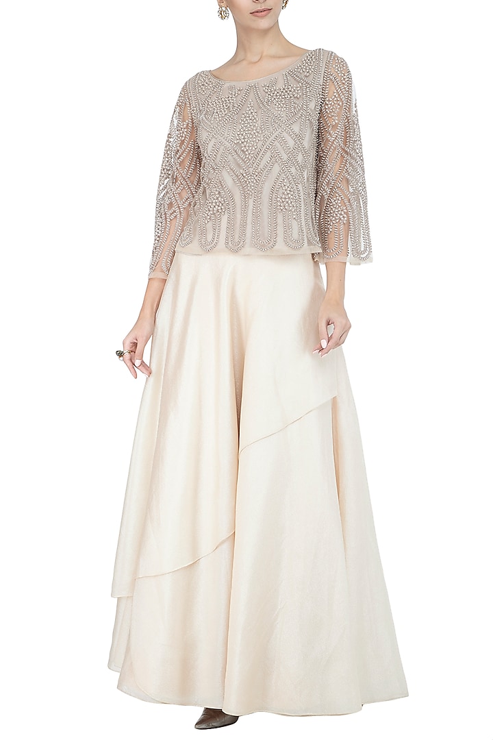 Silver Embellished Top by Rohit Gandhi & Rahul Khanna