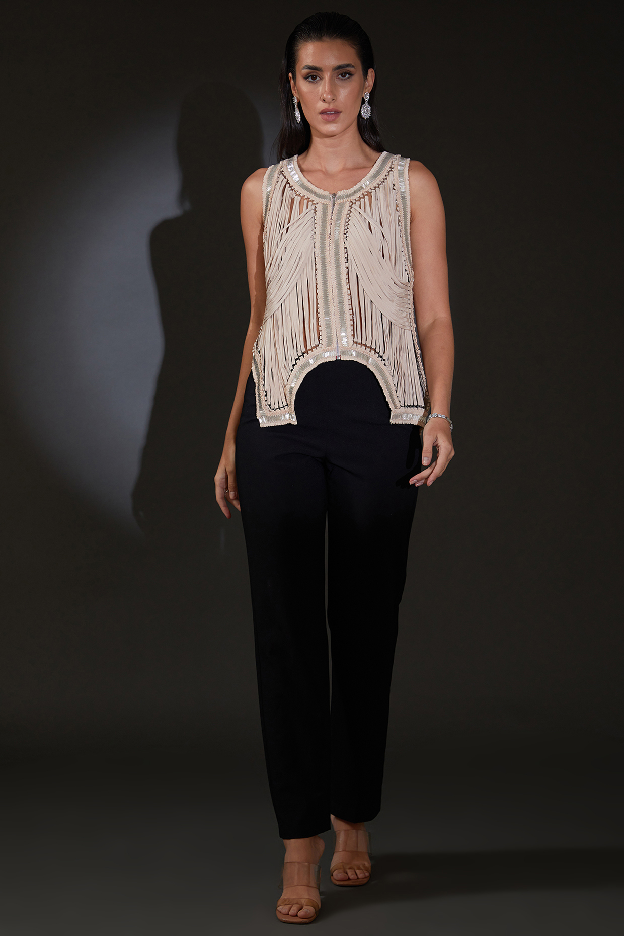 Blush Pink Viscose Dupion Metallic Embellished Jacket by Rohit Gandhi & Rahul Khanna at Pernia's Pop Up Shop
