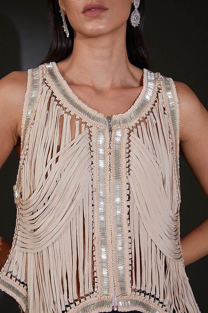 Blush Pink Viscose Dupion Metallic Embellished Jacket by Rohit Gandhi & Rahul Khanna at Pernia's Pop Up Shop