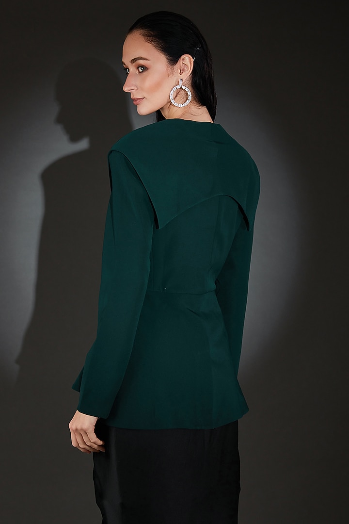Blue Crepe Hand Embellished Jacket by Rohit Gandhi & Rahul Khanna at Pernia's Pop Up Shop