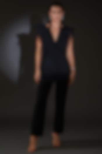 Black Hard Net Double Layered Ray Jacket by Rohit Gandhi & Rahul Khanna at Pernia's Pop Up Shop