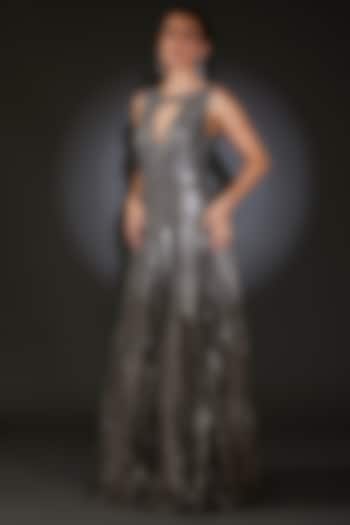 Lilac Grey Tulle Embroidered Bridal Gown by Rohit Gandhi & Rahul Khanna at Pernia's Pop Up Shop