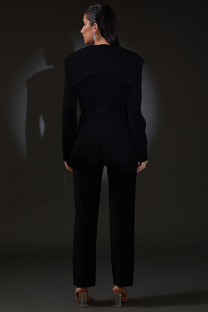 Black Heavy Crepe Crystal & Bead Embellished Jacket by Rohit Gandhi & Rahul Khanna at Pernia's Pop Up Shop