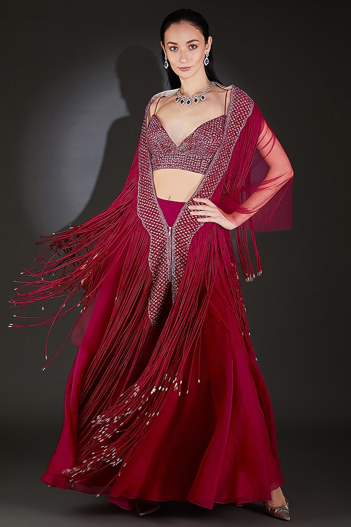 Topaz Pink Silk Organza Bridal Lehenga Set by Rohit Gandhi & Rahul Khanna at Pernia's Pop Up Shop