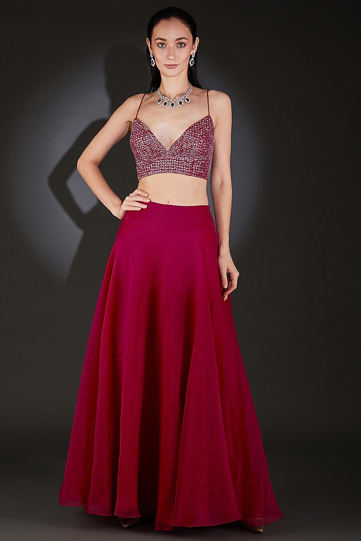 Topaz Pink Silk Organza Bridal Lehenga Set by Rohit Gandhi & Rahul Khanna at Pernia's Pop Up Shop