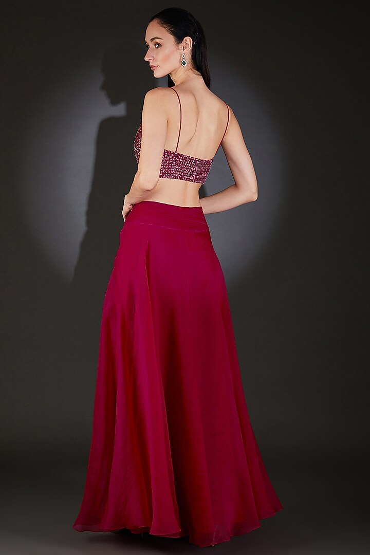 Topaz Pink Silk Organza Bridal Lehenga Set by Rohit Gandhi & Rahul Khanna at Pernia's Pop Up Shop