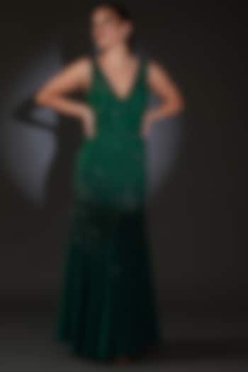 Emerald Green Nylon Viscose Sequins Embroidered Wedding Gown by Rohit Gandhi & Rahul Khanna at Pernia's Pop Up Shop