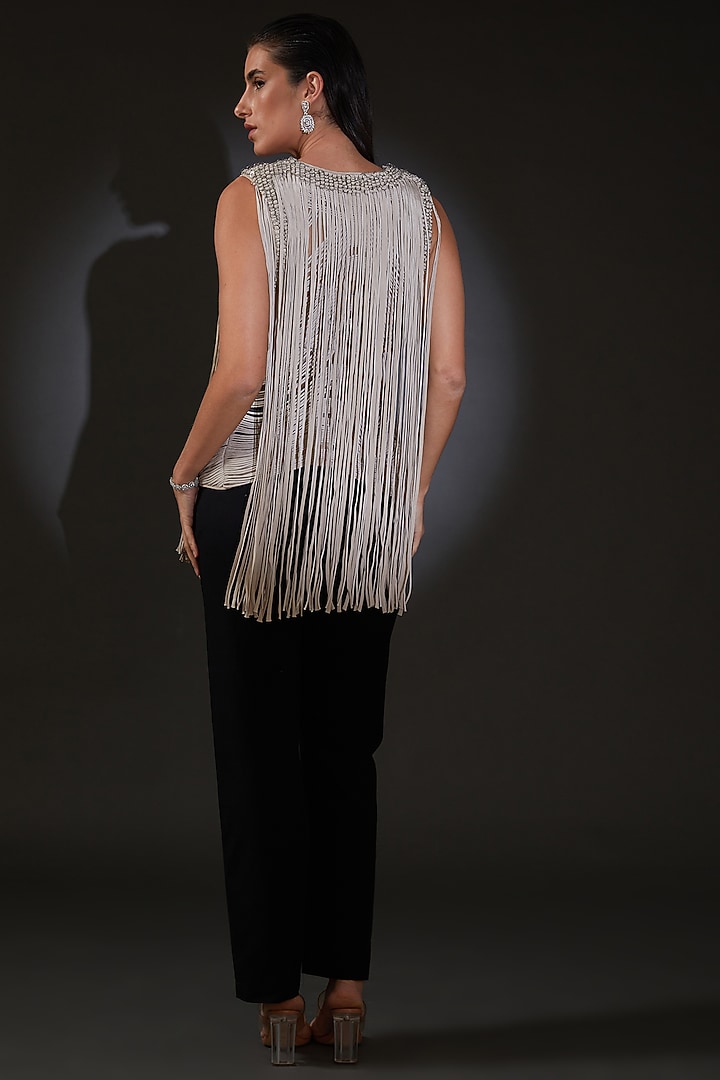 White Viscose Crepe Embroidered Jacket by Rohit Gandhi & Rahul Khanna at Pernia's Pop Up Shop