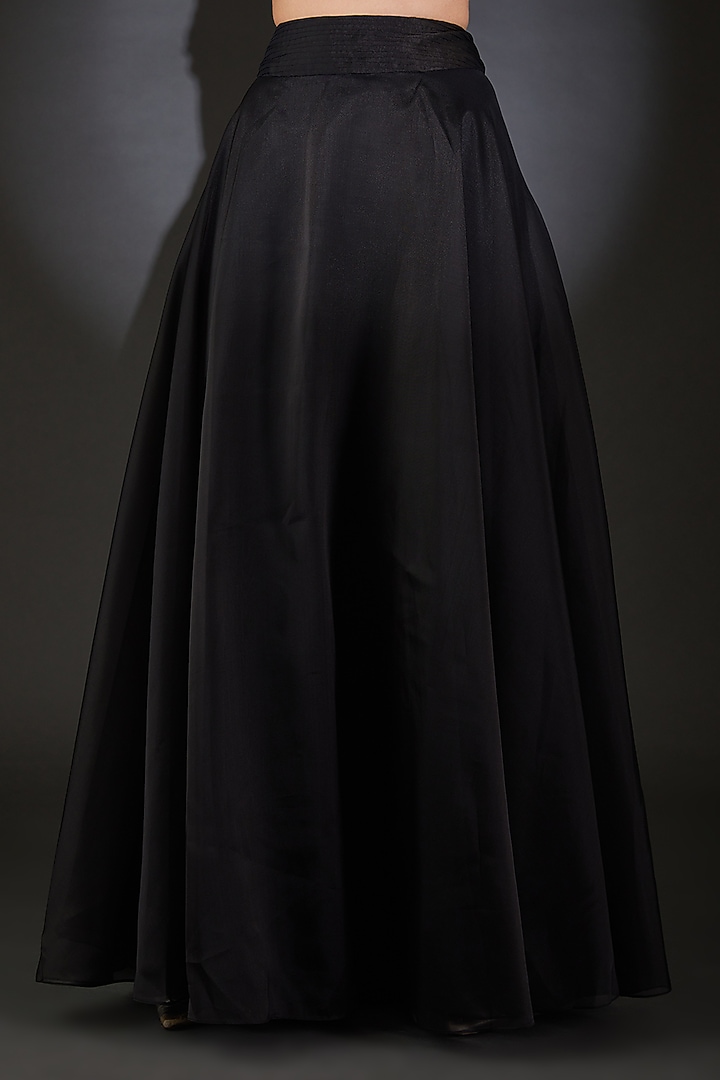 Black Viscose Sequins Embroidered Flared Wedding Lehenga Set by Rohit Gandhi & Rahul Khanna at Pernia's Pop Up Shop