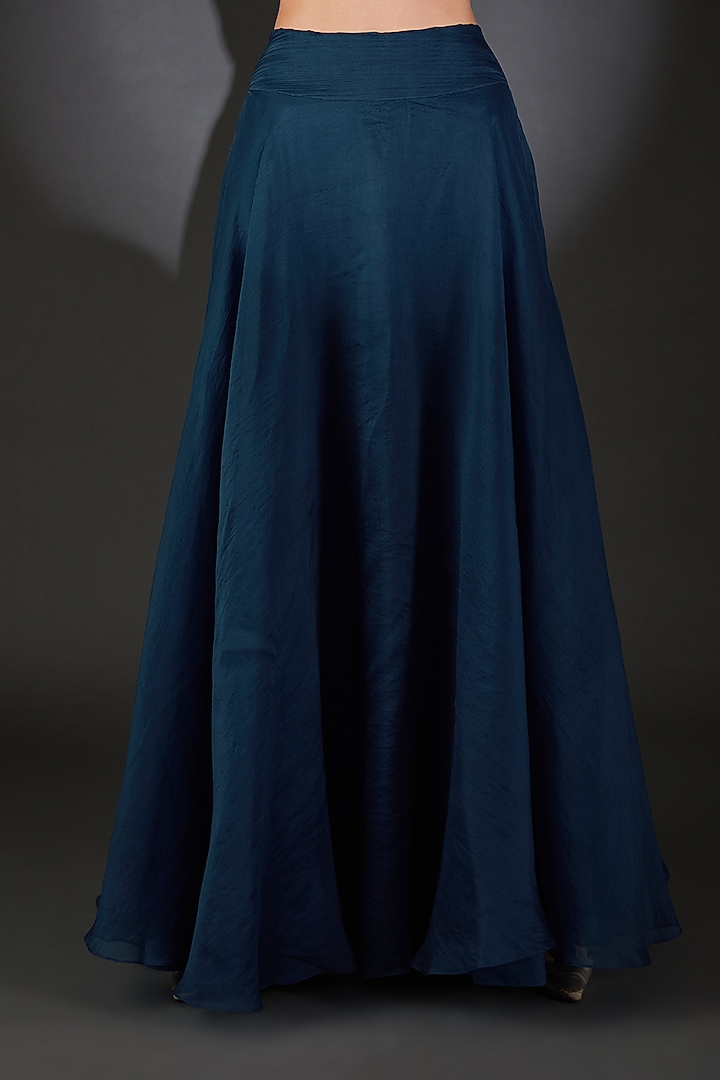 Galaxy Blue Viscose Beads & Sequins Embroidered Flared Wedding Lehenga Set by Rohit Gandhi & Rahul Khanna at Pernia's Pop Up Shop