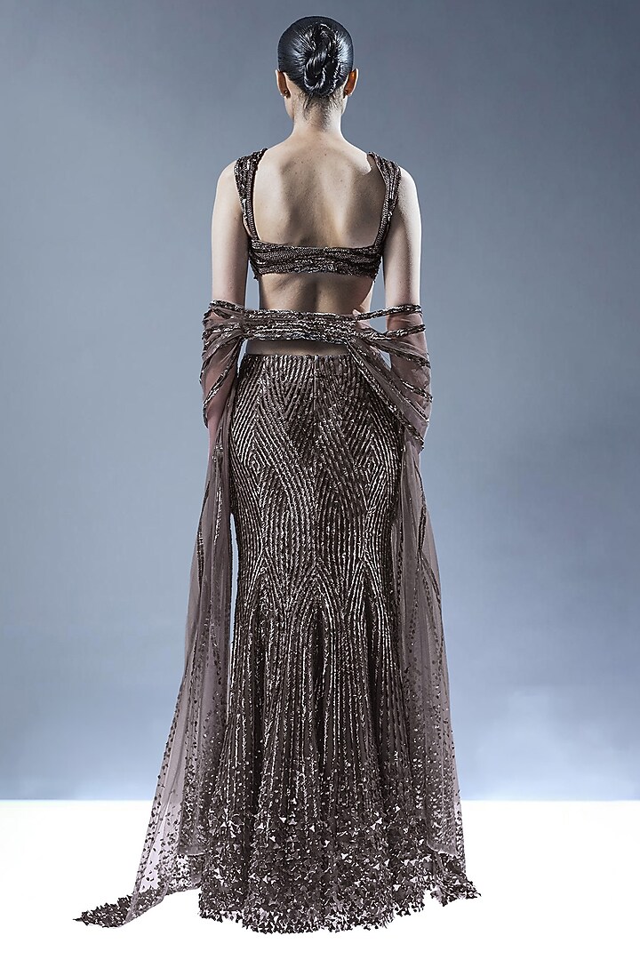 Black Tulle Embellished Bridal Lehenga Set by Rohit Gandhi & Rahul Khanna at Pernia's Pop Up Shop