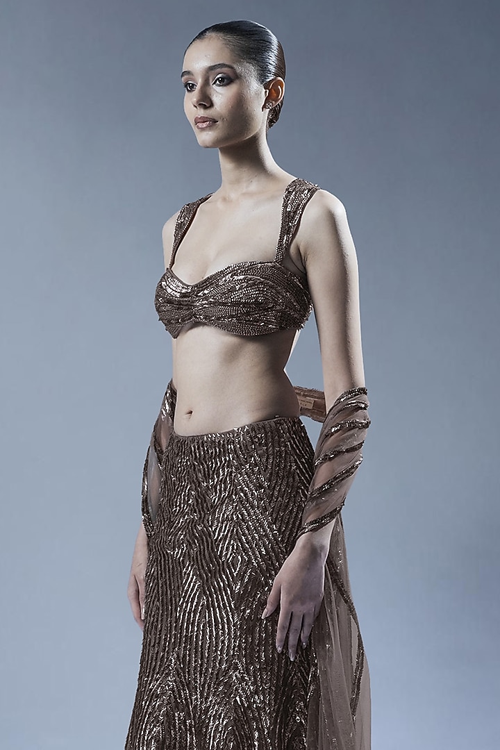 Black Tulle Embellished Bridal Lehenga Set by Rohit Gandhi & Rahul Khanna at Pernia's Pop Up Shop