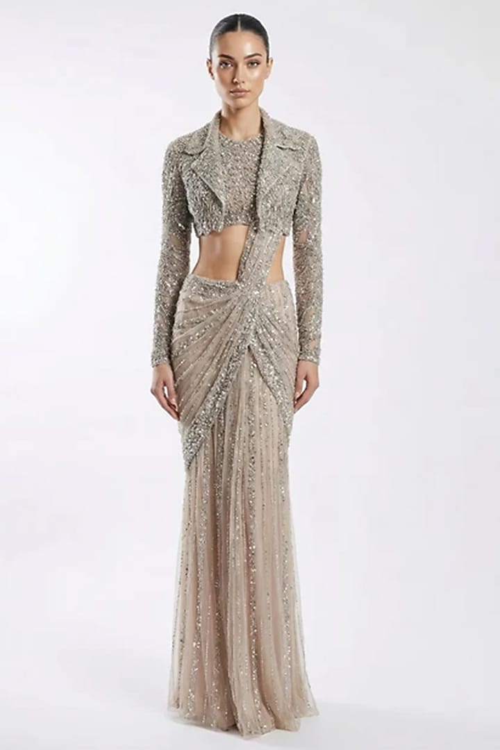 Hearthstone Tulle Sequins Embroidered Statement Jacket by Rohit Gandhi & Rahul Khanna at Pernia's Pop Up Shop