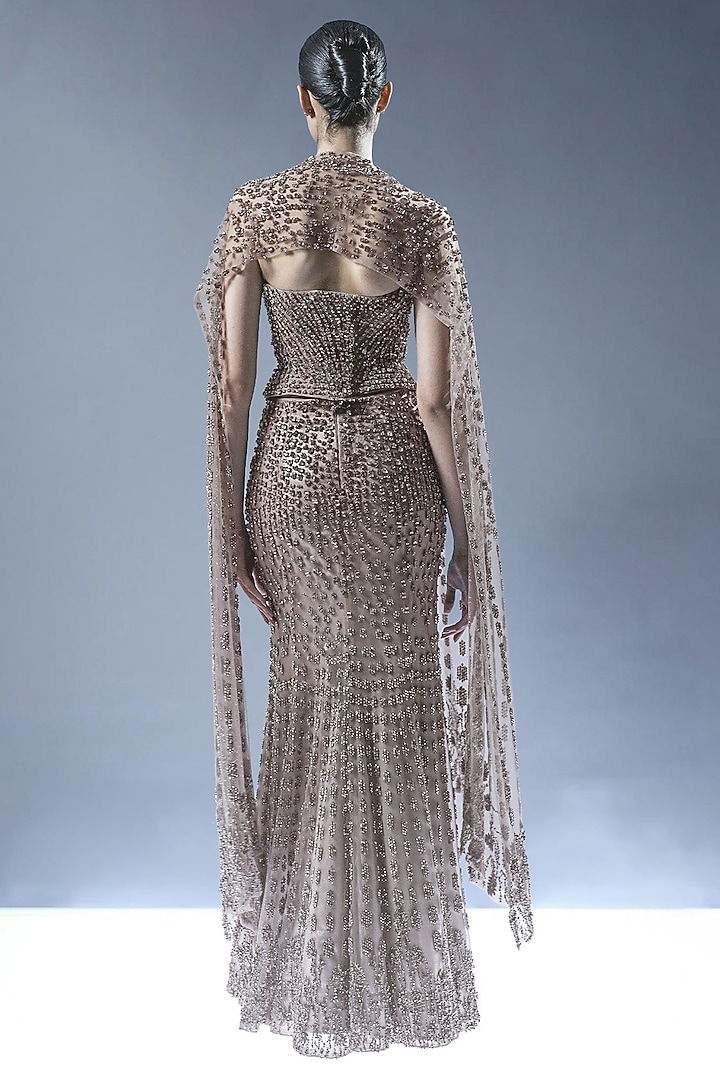 Vintage Rose Tulle Embellished Bridal Lehenga Set by Rohit Gandhi & Rahul Khanna at Pernia's Pop Up Shop