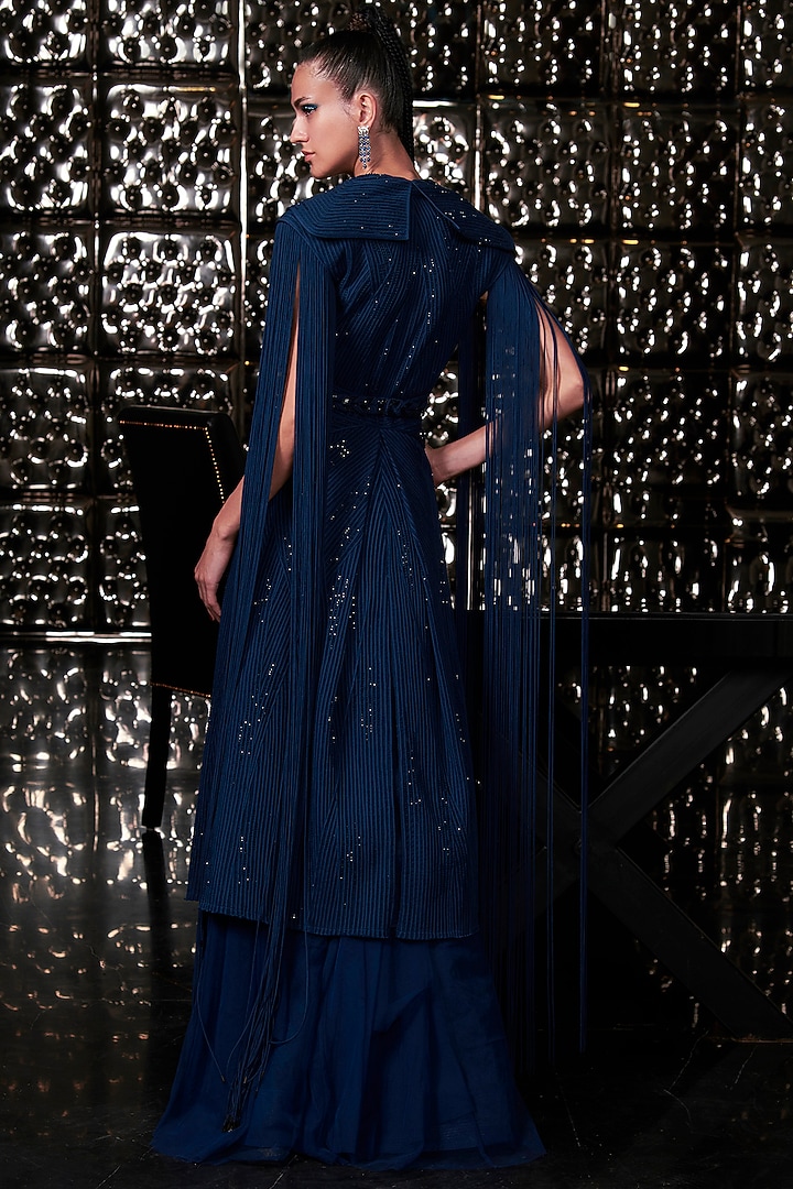 Galaxy Blue Bridal Gown With Dori Jacket by Rohit Gandhi & Rahul Khanna at Pernia's Pop Up Shop