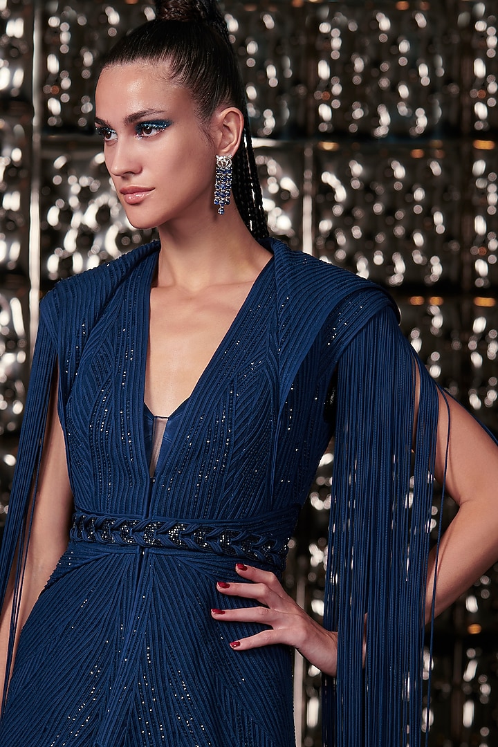 Galaxy Blue Bridal Gown With Dori Jacket by Rohit Gandhi & Rahul Khanna at Pernia's Pop Up Shop