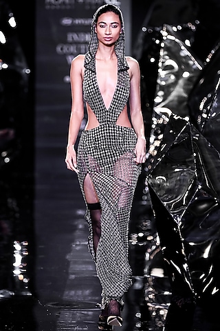 Black Tulle Hooded Dress by Rohit Gandhi & Rahul Khanna