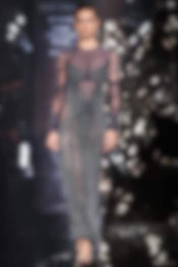 Oxford Blue Tulle Embroidered Cut-Out Bridal Gown by Rohit Gandhi & Rahul Khanna at Pernia's Pop Up Shop