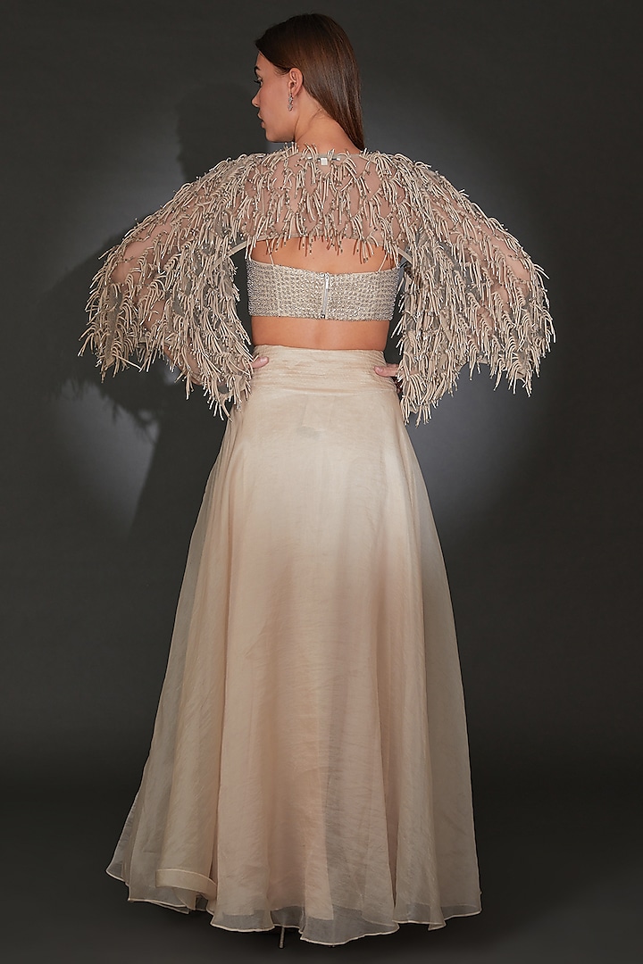 Ivory Viscose Bridal Lehenga Set by Rohit Gandhi & Rahul Khanna at Pernia's Pop Up Shop