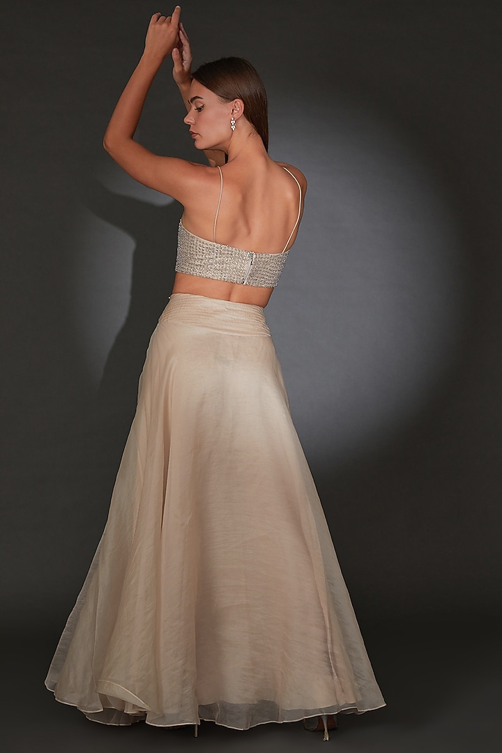 Ivory Viscose Bridal Lehenga Set by Rohit Gandhi & Rahul Khanna at Pernia's Pop Up Shop