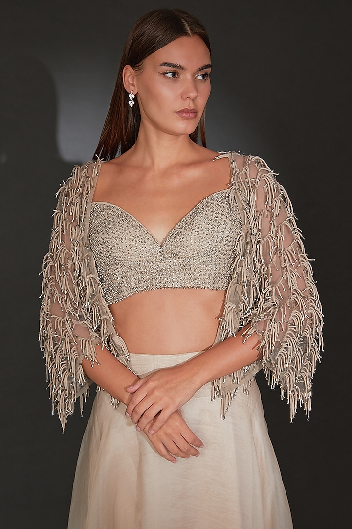 Ivory Viscose Bridal Lehenga Set by Rohit Gandhi & Rahul Khanna at Pernia's Pop Up Shop