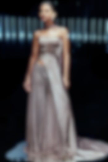 Vintage Rose Tulle & Poly Satin Embellished Palazzo Pant Set by Rohit Gandhi & Rahul Khanna at Pernia's Pop Up Shop