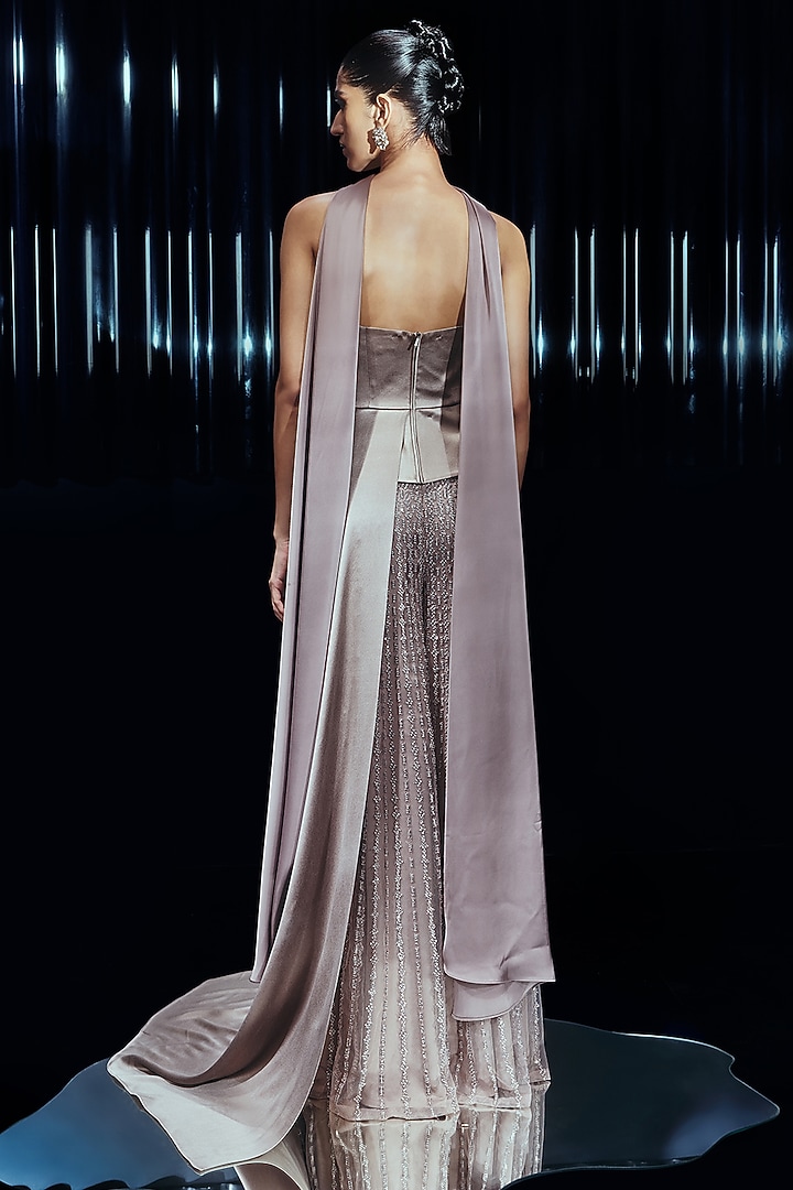 Vintage Rose Tulle & Poly Satin Embellished Palazzo Pant Set by Rohit Gandhi & Rahul Khanna at Pernia's Pop Up Shop