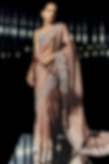 Vintage Rose Silk Organza Embroidered Bridal Saree Set by Rohit Gandhi & Rahul Khanna at Pernia's Pop Up Shop