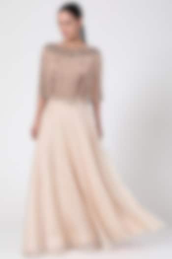 Muted Golden Viscose Skirt Set by Rohit Gandhi & Rahul Khanna at Pernia's Pop Up Shop