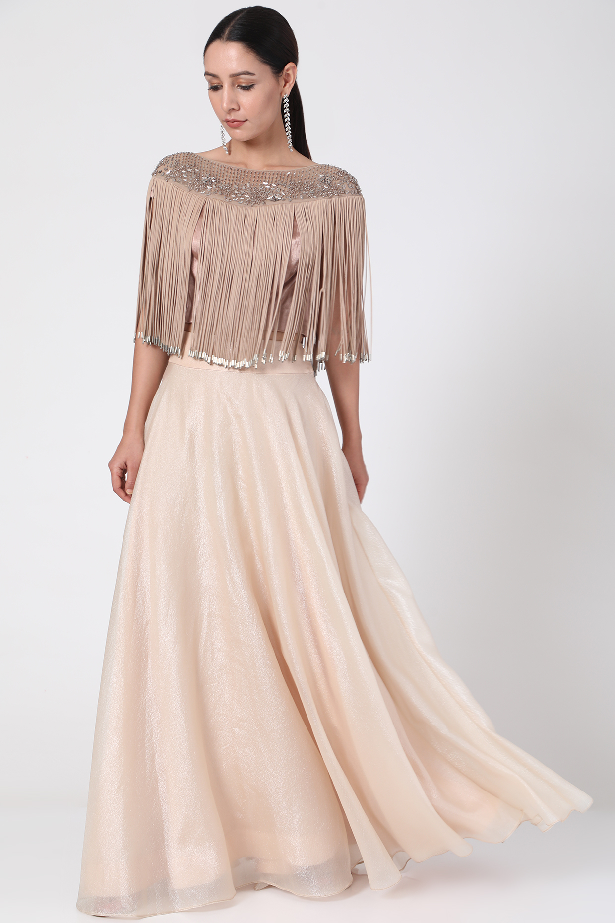 Muted Golden Viscose Skirt Set by Rohit Gandhi & Rahul Khanna at Pernia's Pop Up Shop