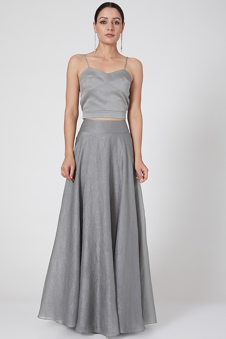 Silver Embellished Wedding Lehenga Set by Rohit Gandhi & Rahul Khanna at Pernia's Pop Up Shop