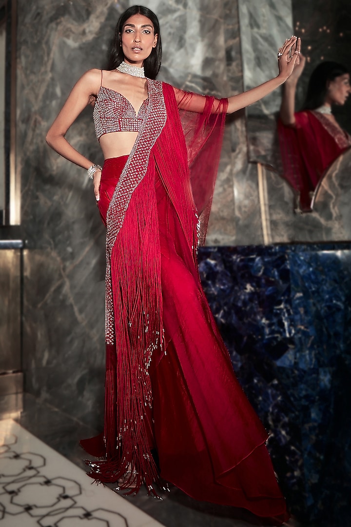 Topaz Pink Silk Organza Embellished Bridal Lehenga Set by Rohit Gandhi & Rahul Khanna at Pernia's Pop Up Shop