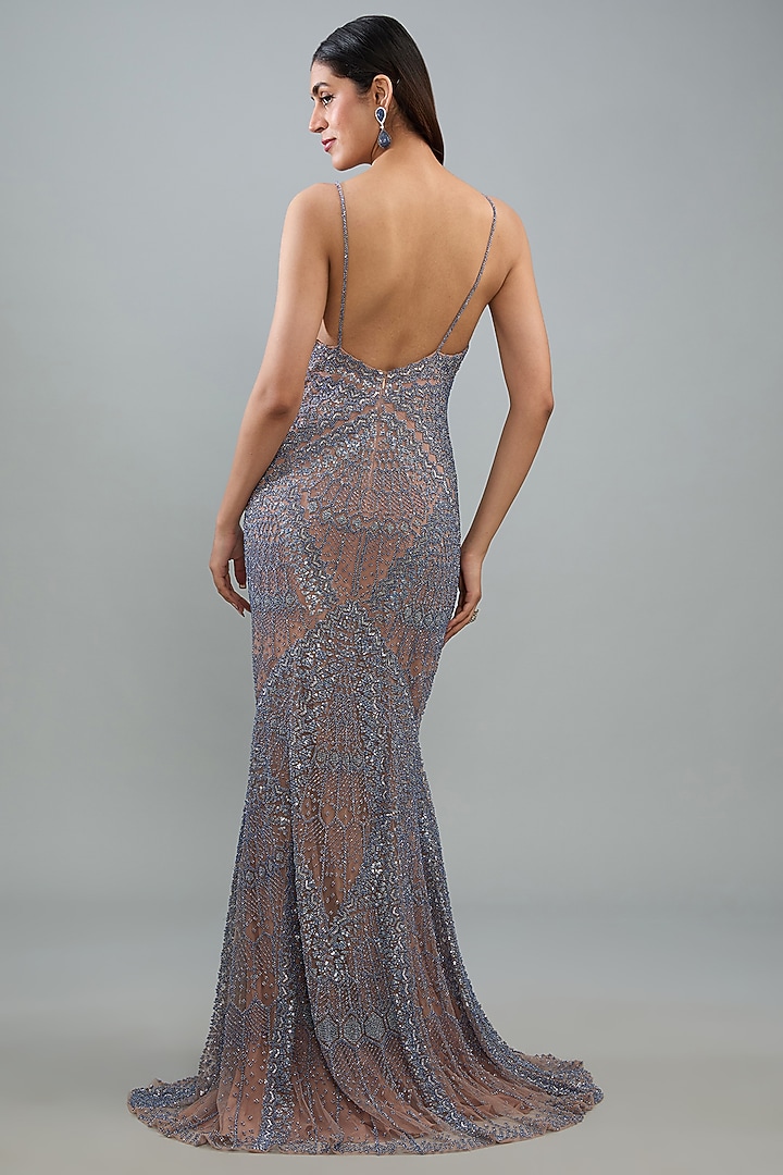 Sandstone Tulle Crystal Embroidered Corset Bridal Gown by Rohit Gandhi & Rahul Khanna at Pernia's Pop Up Shop