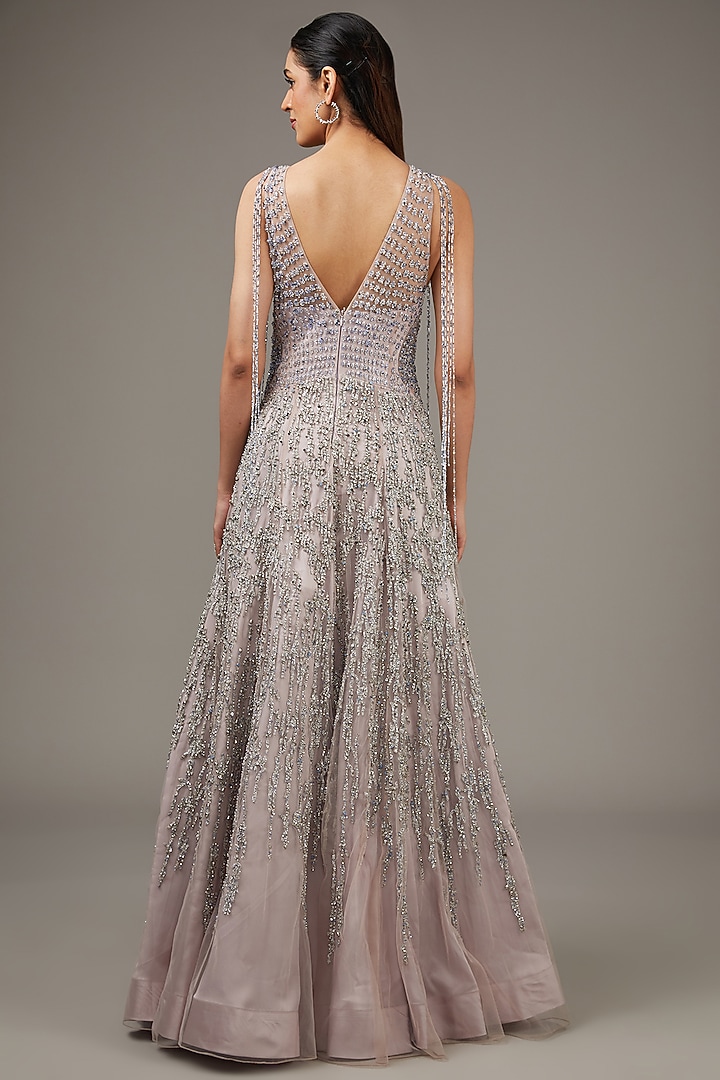 Sandstone Tulle Sequins & Crystal  Embroidered Corset Ball Bridal Gown by Rohit Gandhi & Rahul Khanna at Pernia's Pop Up Shop