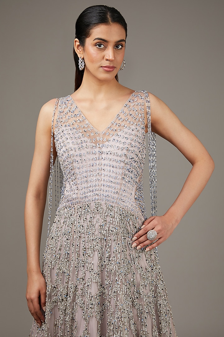 Sandstone Tulle Sequins & Crystal  Embroidered Corset Ball Bridal Gown by Rohit Gandhi & Rahul Khanna at Pernia's Pop Up Shop