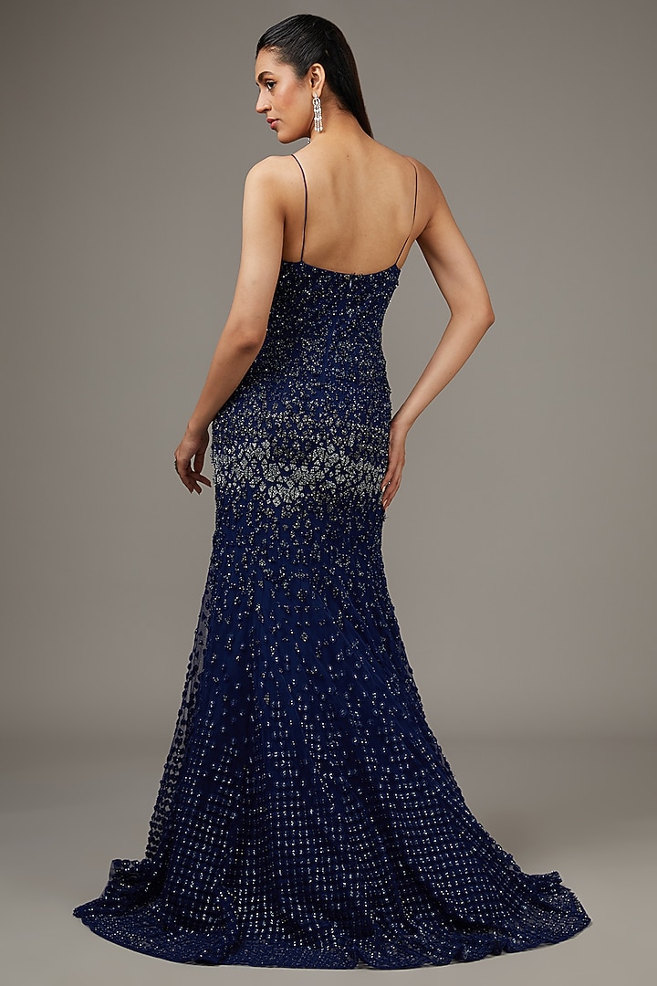 Pacific Blue Tulle Crystal Embroidered Bridal Gown by Rohit Gandhi & Rahul Khanna at Pernia's Pop Up Shop