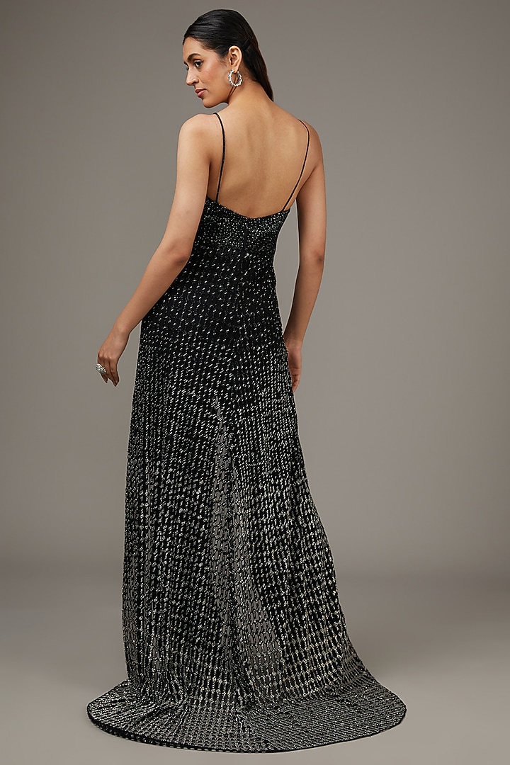 Black Tulle Metallic Embroidered Jacket by Rohit Gandhi & Rahul Khanna at Pernia's Pop Up Shop