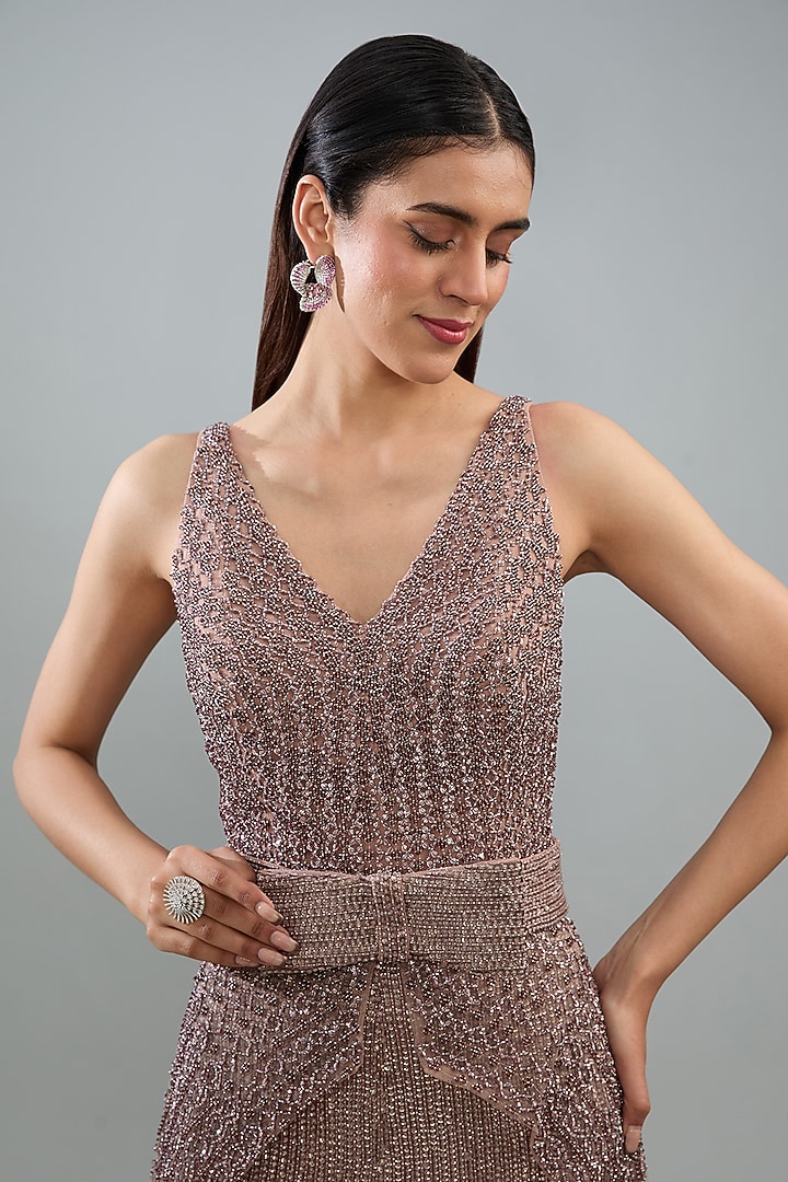 Gold Stone Tulle Pant Set by Rohit Gandhi & Rahul Khanna at Pernia's Pop Up Shop