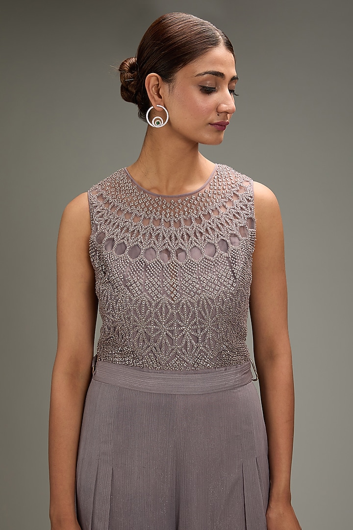 Rosesteel Shimmer Metallic Sequins Embellished Jumpsuit by Rohit Gandhi & Rahul Khanna at Pernia's Pop Up Shop