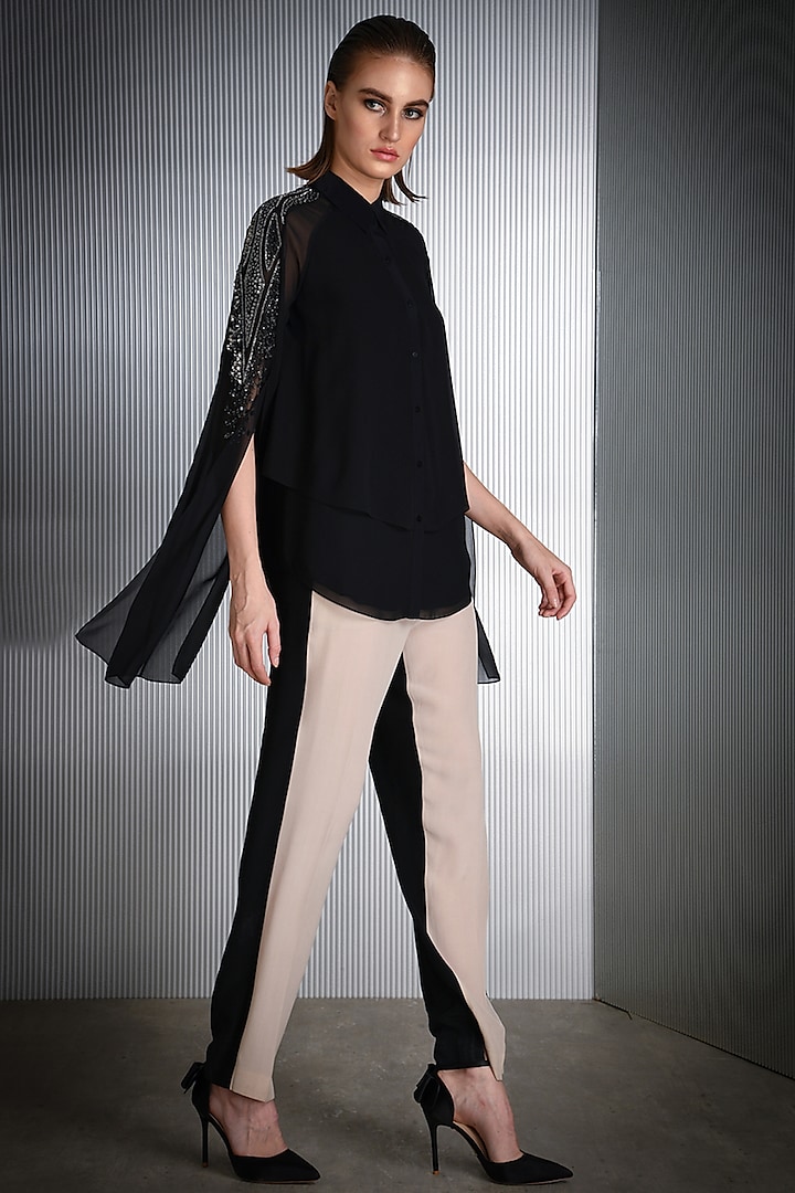 Black Sequins Embroidered Top by Rohit Gandhi & Rahul Khanna