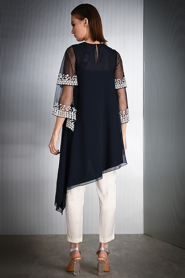 Black Top With Appliques Detailing by Rohit Gandhi & Rahul Khanna at Pernia's Pop Up Shop