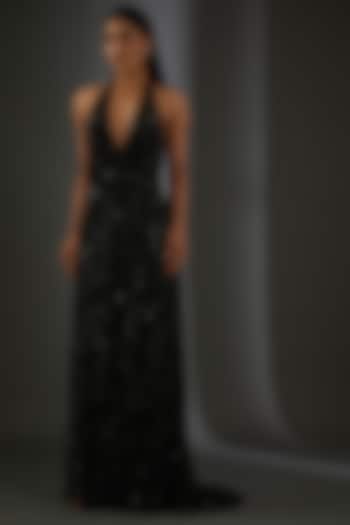 Black Tulle Embroidered Gown by Rohit Gandhi & Rahul Khanna